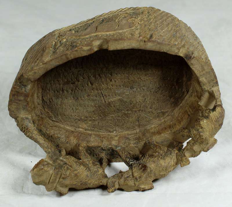 Carved wood elephant family ashtray