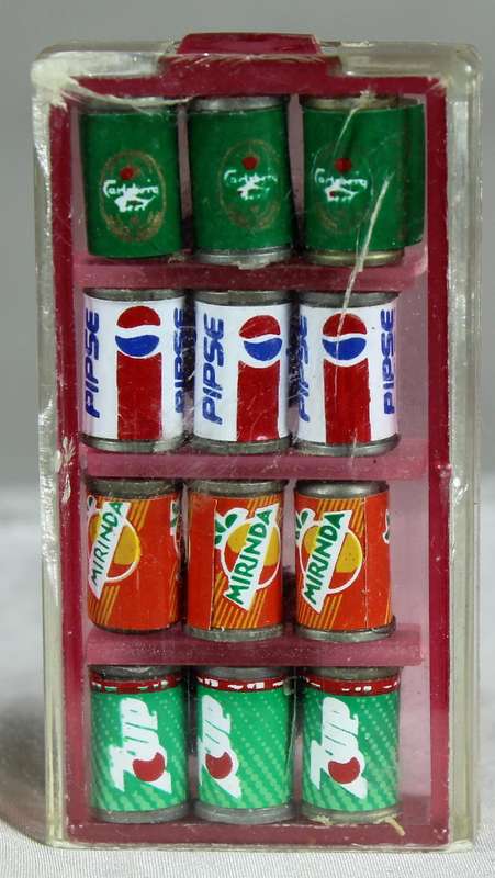 Miniature cabinet magnet with miniature cans