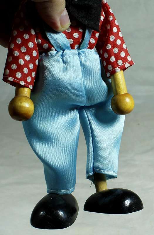 Wooden clown in blue & polka dots