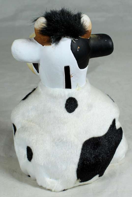 Seated cow with satin feel jacket money box