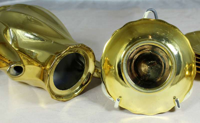 Set of gold colored China coffee set