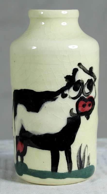 Glazed ceramic cow posy vase