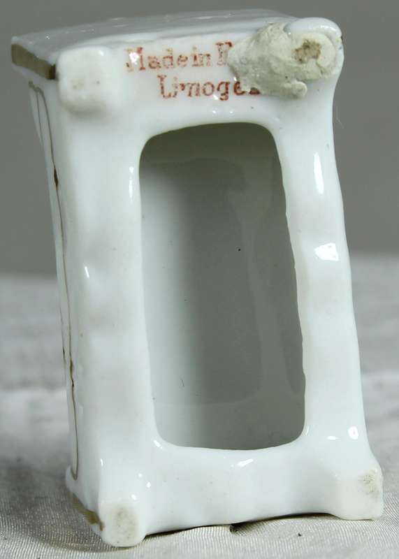 Miniature Limoges king bed with Victorian scene
