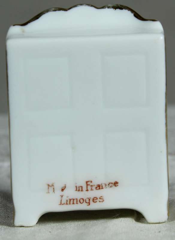 Miniature Limoges dresser with Victorian scene