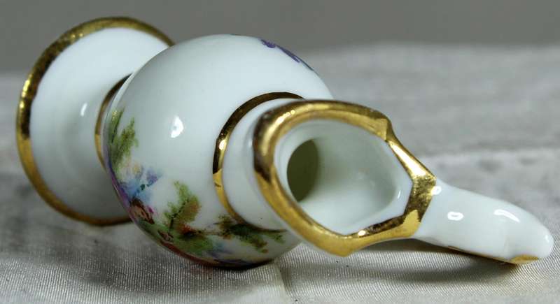 Miniature Limoges water jug with Victorian scene