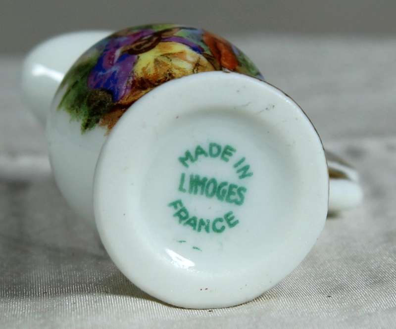 Miniature Limoges water jug with Victorian scene