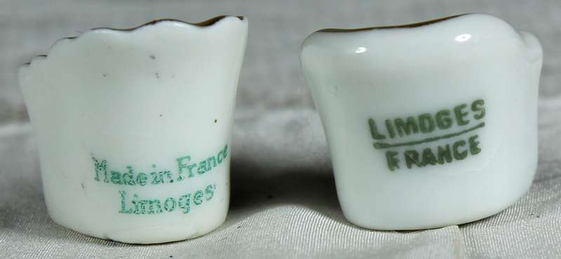 Miniature Limoges pair of club chairs