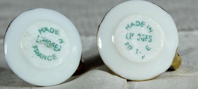 Miniature Limoges pair of candles with holders