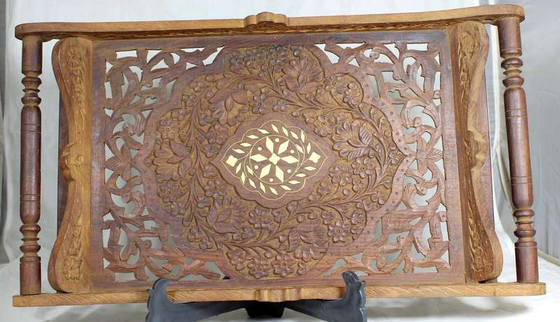 Large wooden tray with inlay