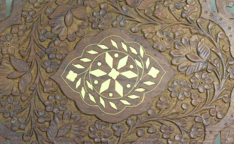 Large wooden tray with inlay