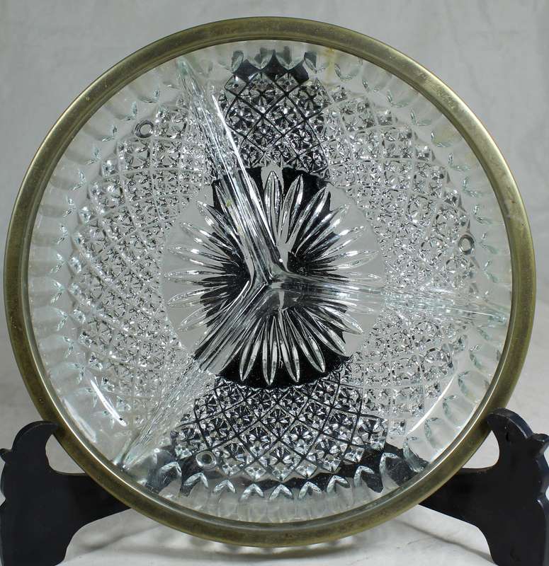 Glass divider with silver plated rim