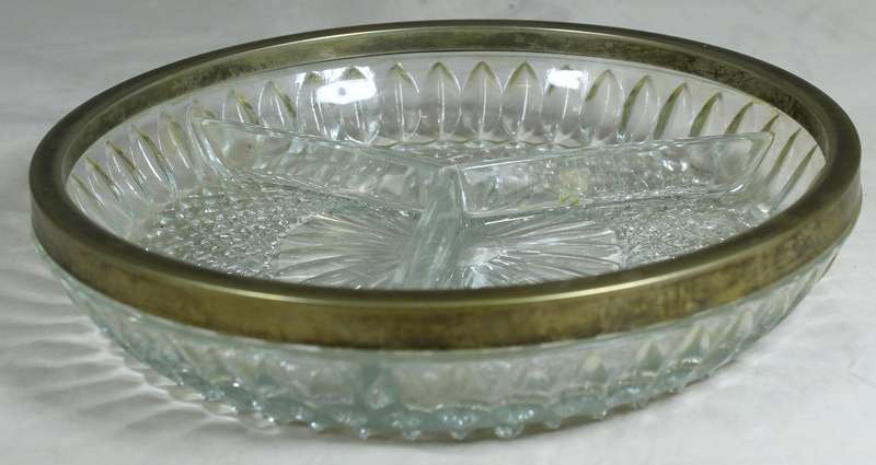 Glass divider with silver plated rim