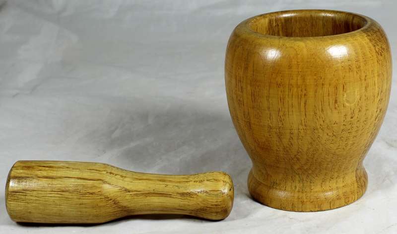 Wooden mortar & pestle