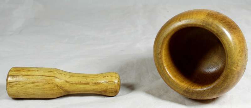 Wooden mortar & pestle