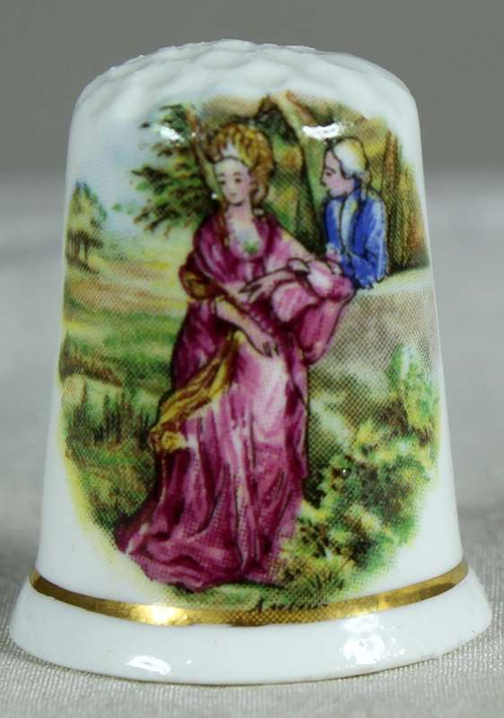 Bone China thimble - Victorian courting couple