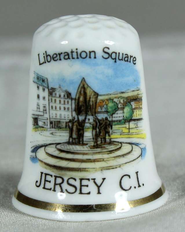 Bone China thimble - Liberation square Jersey C.I.