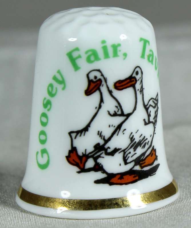 Bone China thimble - Goosey Fair, Tavistock