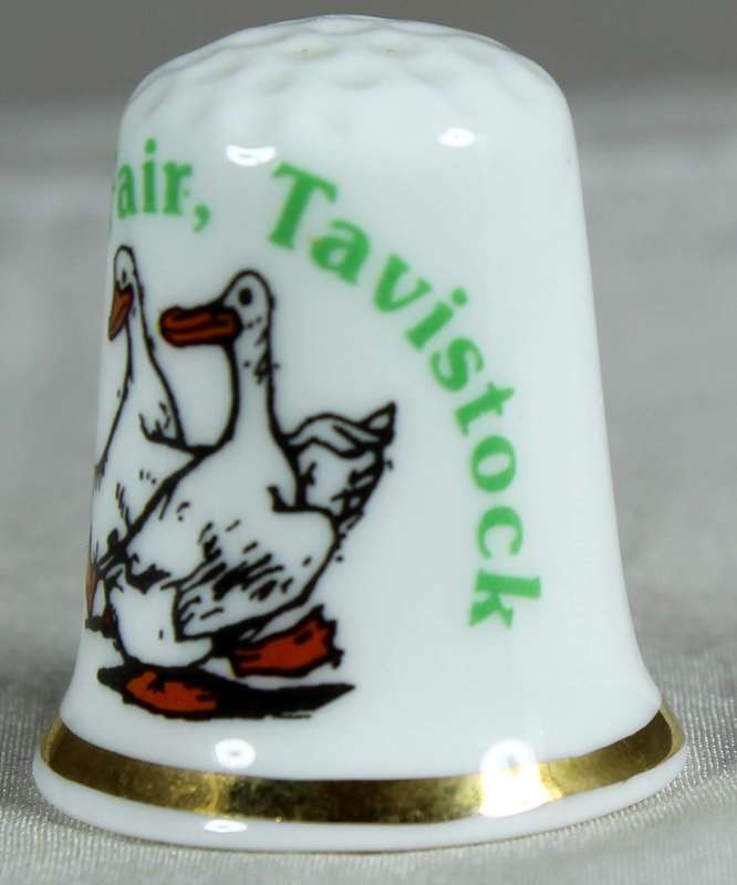 Bone China thimble - Goosey Fair, Tavistock
