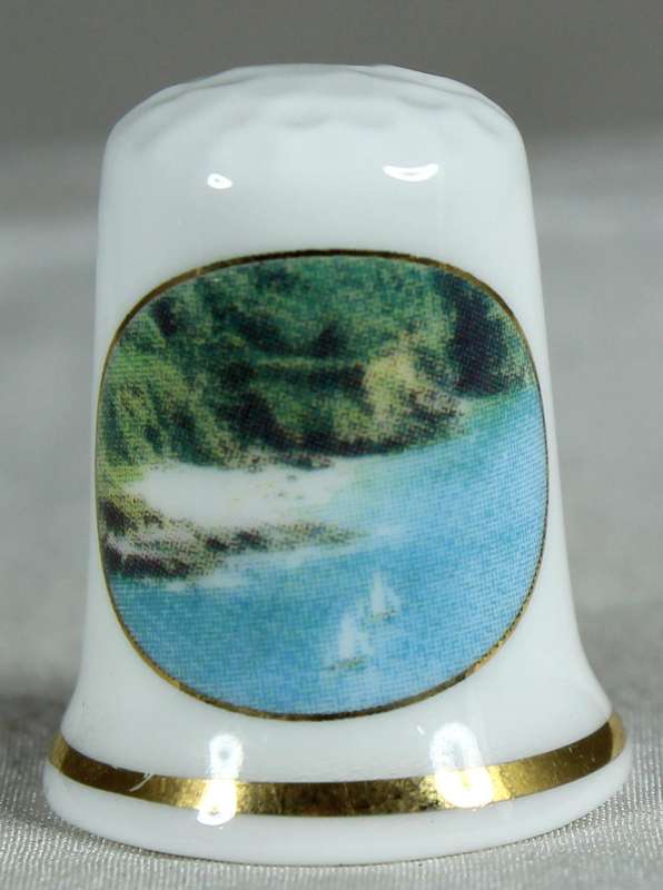 Bone China thimble - sailing at Salcombe
