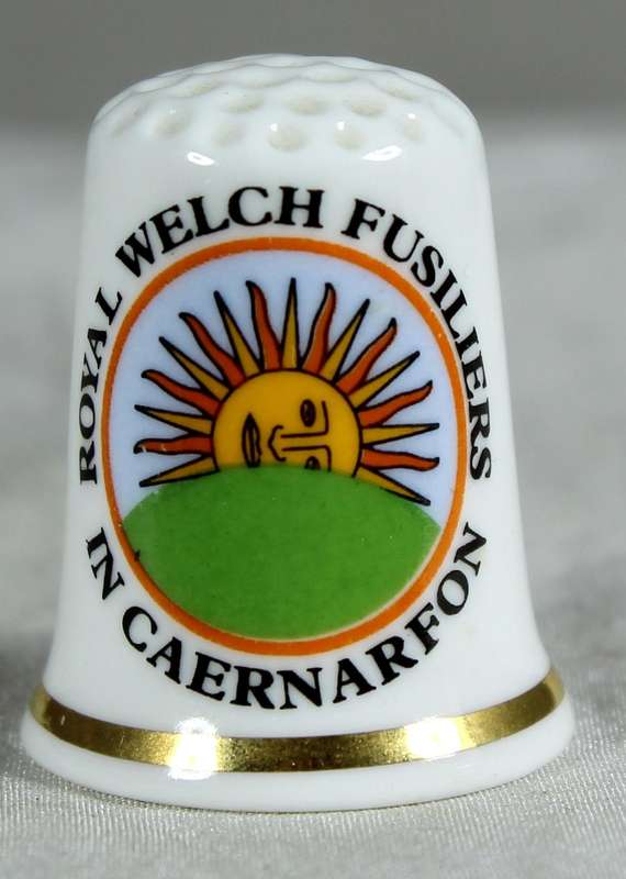 Bone China thimble - Royal Welch Fusiliers in Caernarfon - sights of Britain