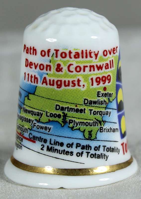 Bone China thimble - total solar eclipse - 11/8/1999