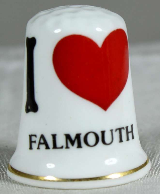 Bone China thimble - I love Falmouth