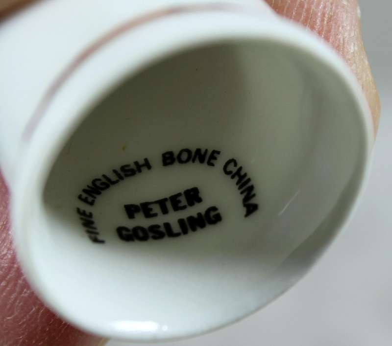Bone China thimble - blue flowers on a branch - Peter Gosling