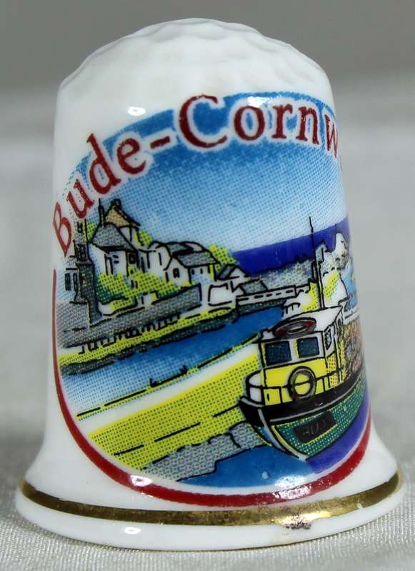 Bone China thimble - Bude-Cornwall - Lambert souvenirs