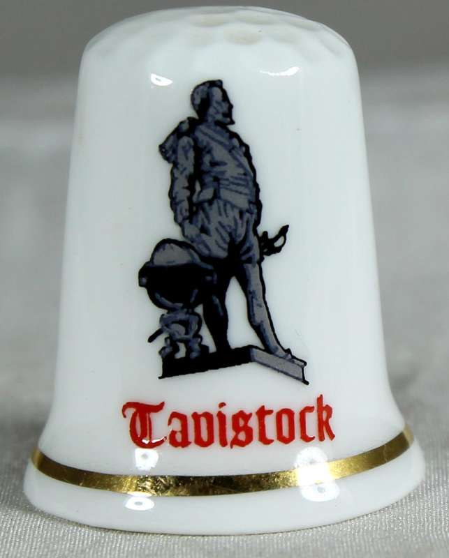 Bone China thimble - Tanistock - Sampson souvenirs