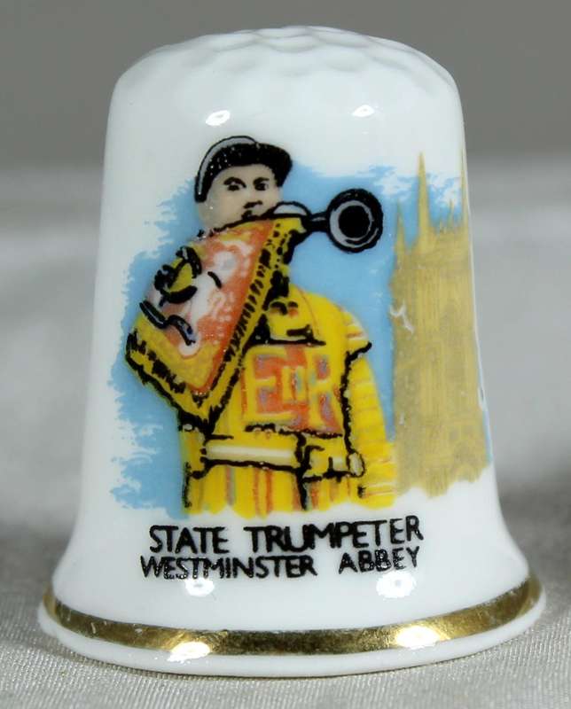 Bone China thimble - state trumpeter Westminster Abbey