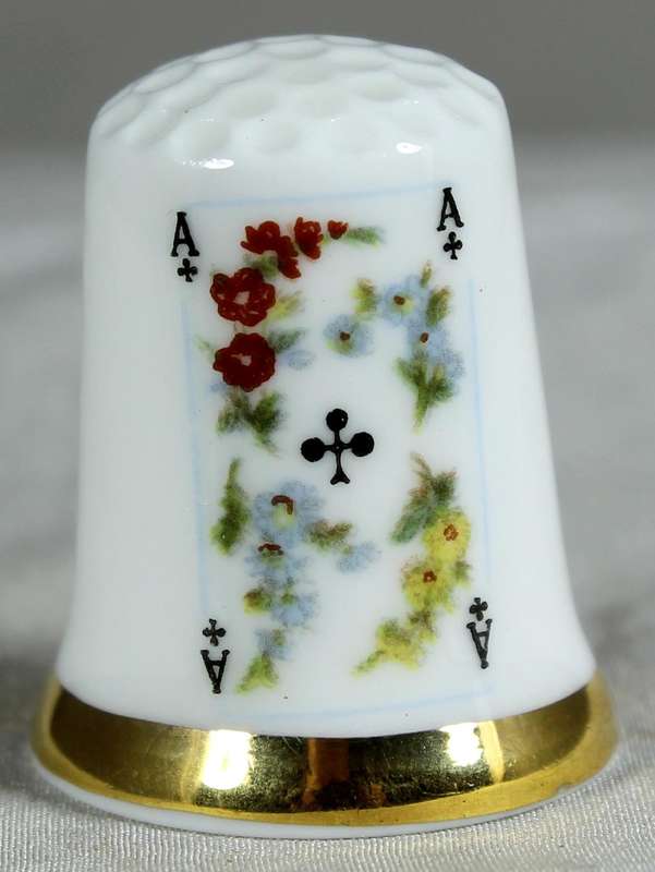 Bone China thimble - Ace of clubs
