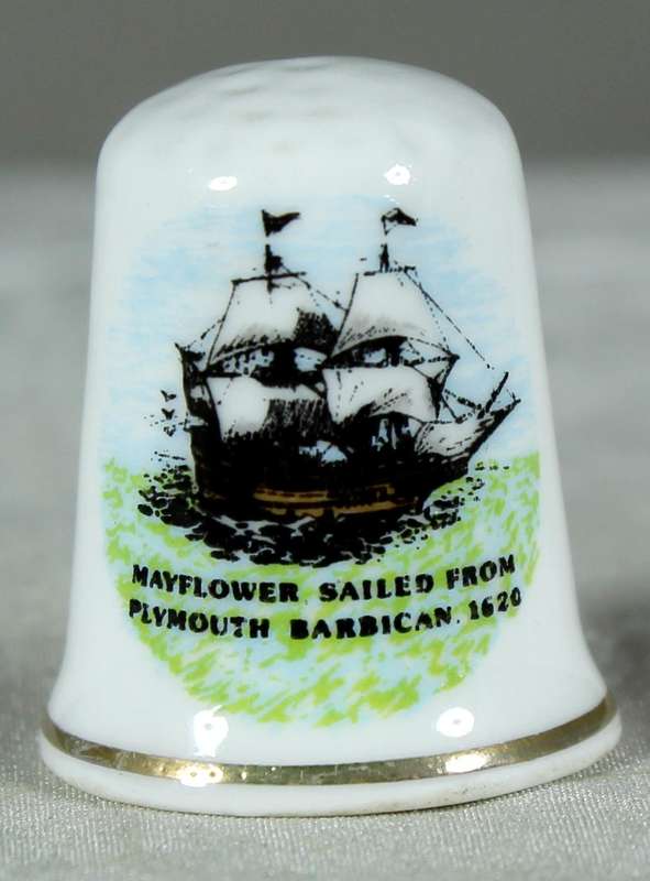 Bone China thimble - Mayflower Plymouth - Lownds Pateman