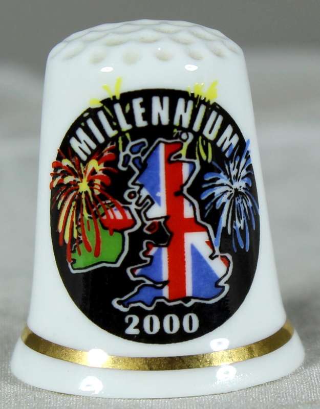 Bone China thimble - Millenium 2000 - cottage thimbles