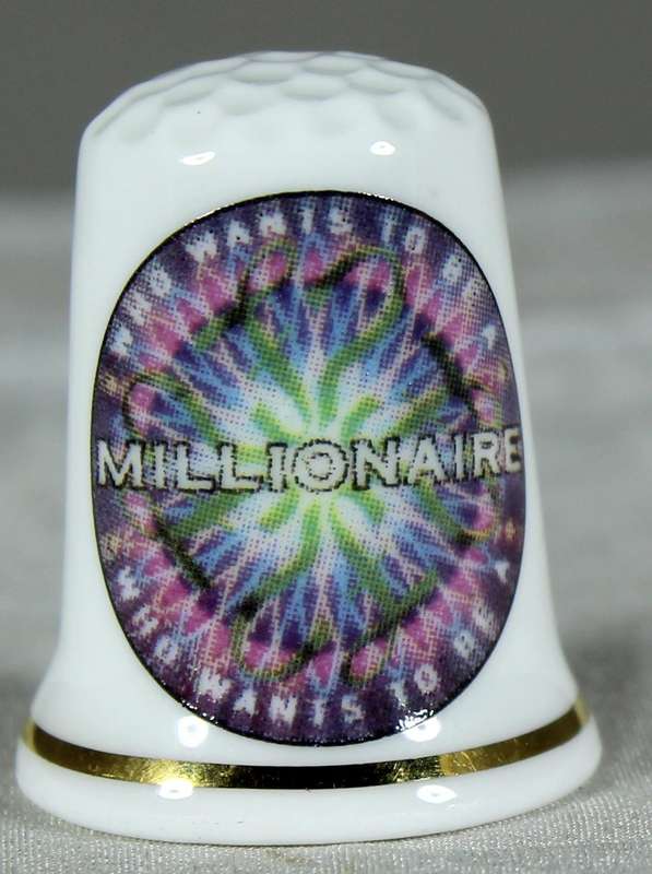 Bone China thimble - who wants to be a millionaire - cottage thimbles