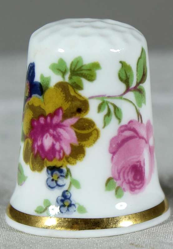 Bone China thimble - pink roses - J&S Crown