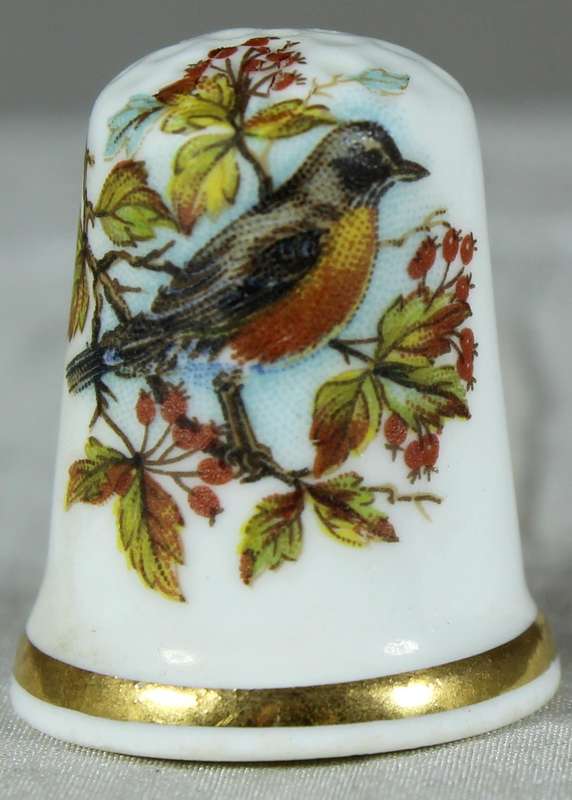 Bone China thimble - Red breasted bird - Theodore Paul