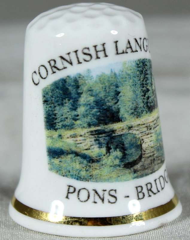 Bone China thimble - Cornish Language Pons Bridge - Cottage Thimbles