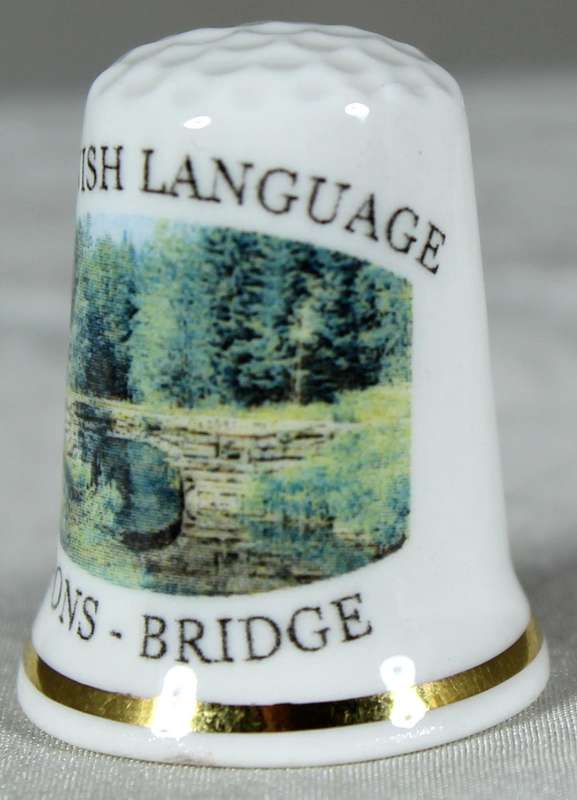 Bone China thimble - Cornish Language Pons Bridge - Cottage Thimbles