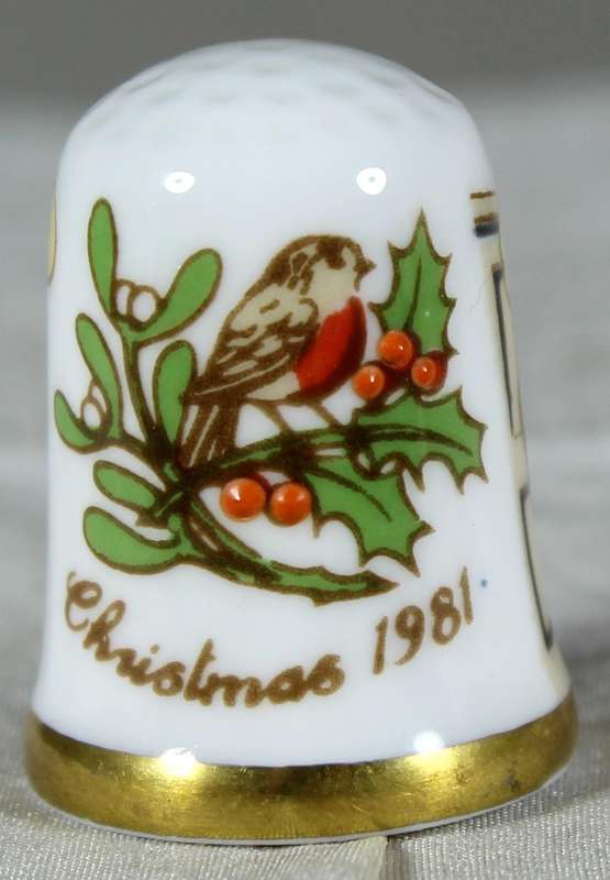 Bone China thimble - Christmas 1981 - Caverswall