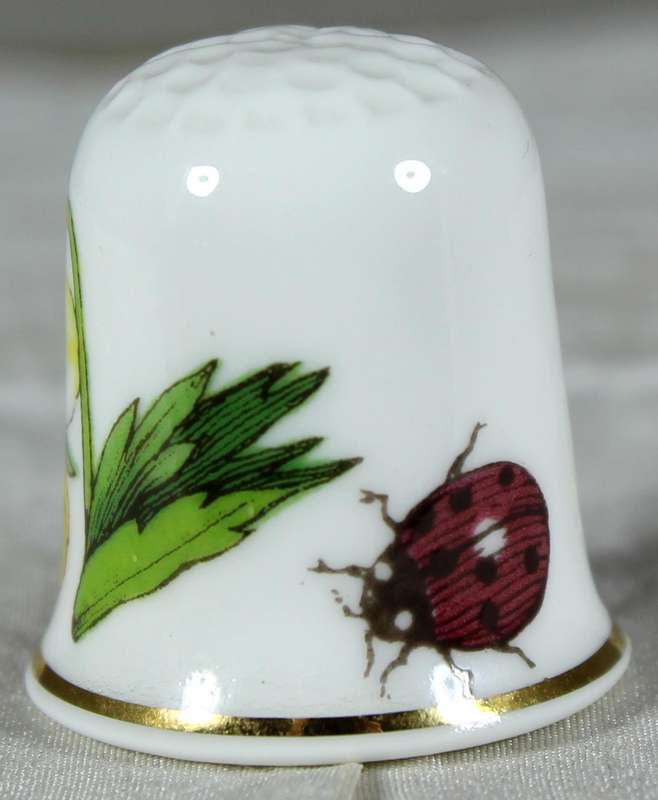 Bone China thimble - Flower scene - Portmeirion