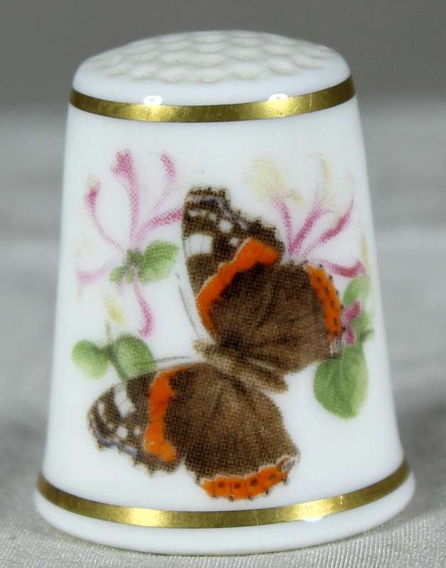 Bone China thimble - Butterflies - Royal Worchester