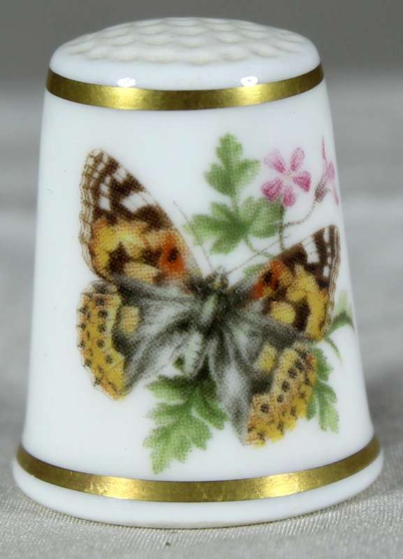 Bone China thimble - Butterflies - Royal Worchester