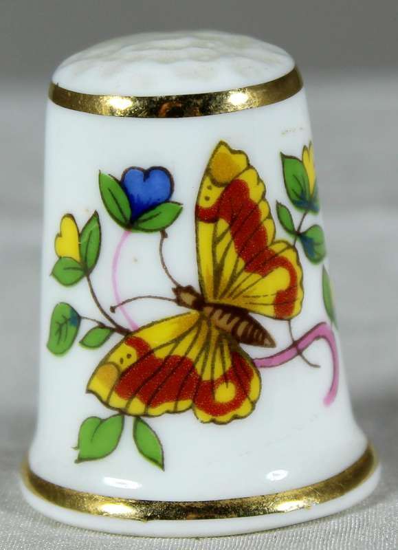Bone China thimble - Red & yellow butterfly - Ainsley