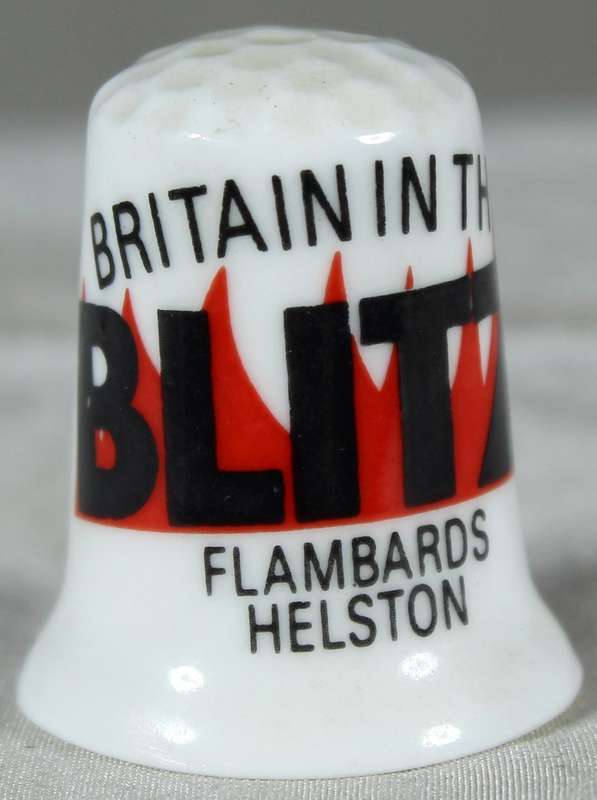 Bone China thimble - Britain in the Blitz - Flambards Helston