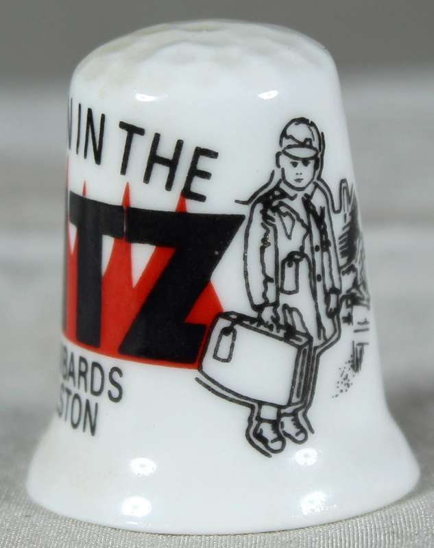 Bone China thimble - Britain in the Blitz - Flambards Helston