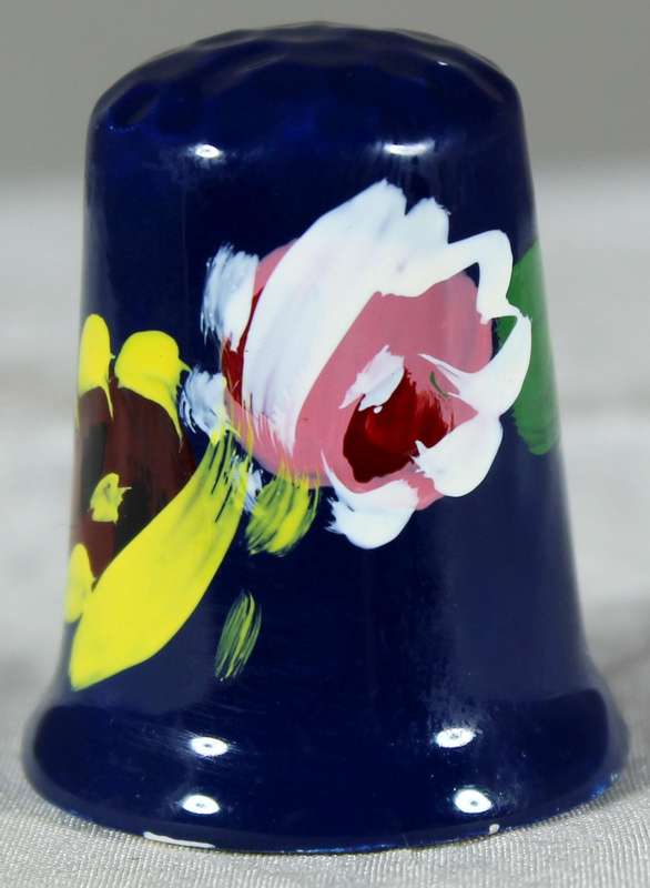 Bone China thimble -  Hand painted flowers