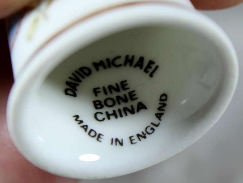 Bone China thimble - White & blue butterfly - David Michael