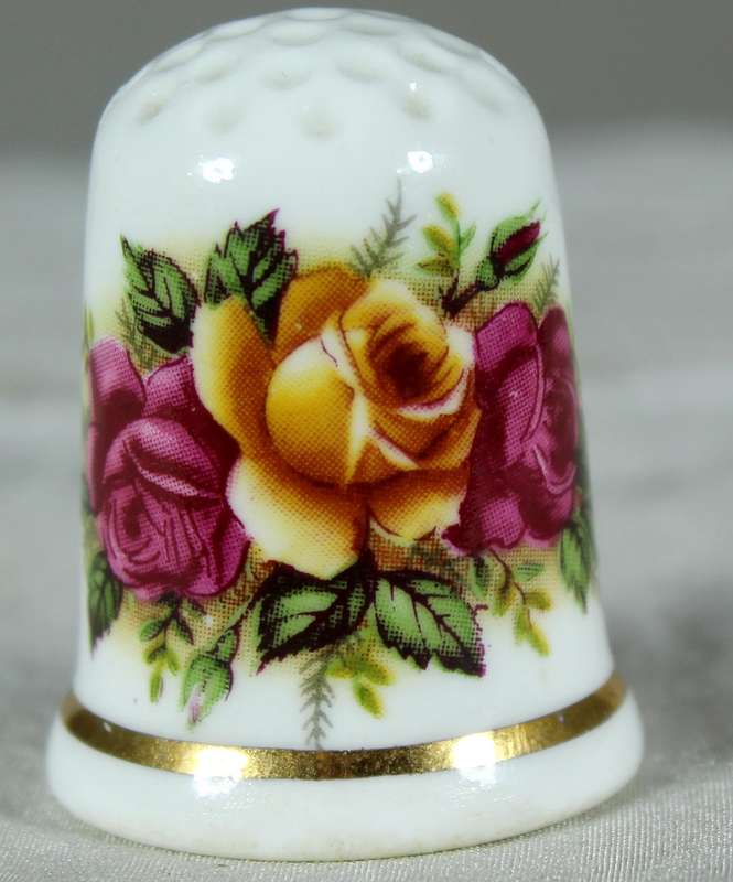 Bone China thimble - Roses - Fentun