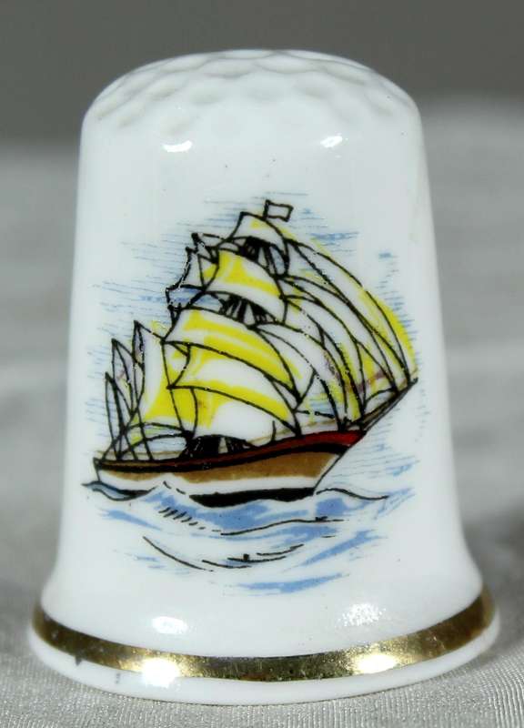 Bone China thimble - Scooner Ship - Birchcroft