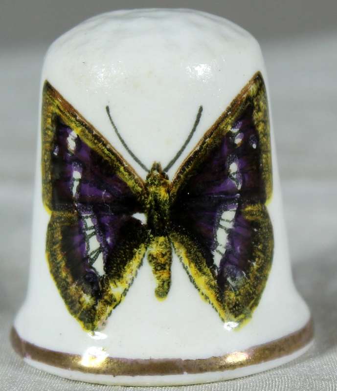 Bone China thimble - Brown & black butterflies